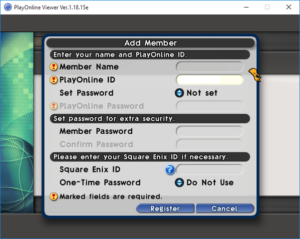 PlayOnline - Add Member